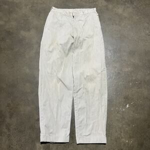 Vintage 50s White/Green Striped Side Clasp Pants 28x29